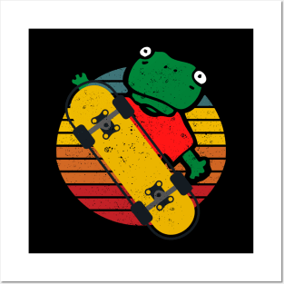 Retro frog on skateboard.Skateboarding gift Posters and Art